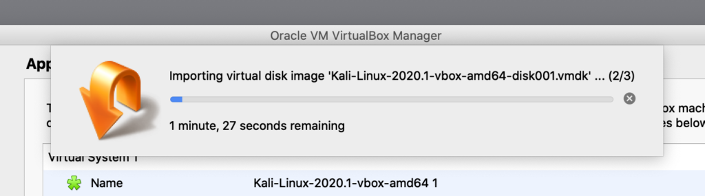 Kali Linux VirtualBox import